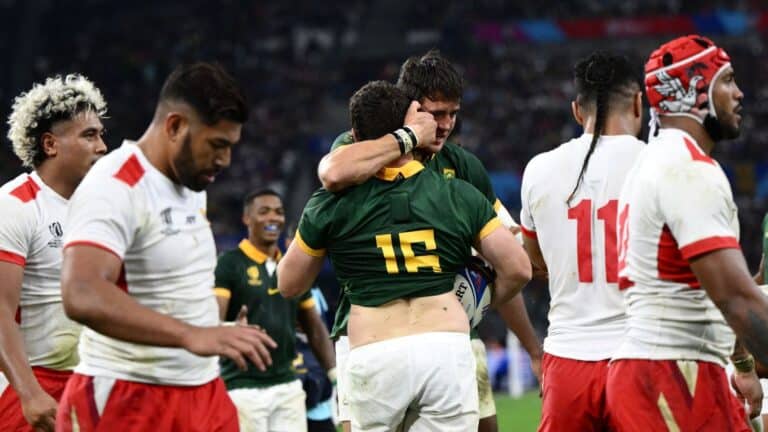 Mondial de rugby : l’Afrique du Sud a un pied en quarts après sa victoire face à Tonga