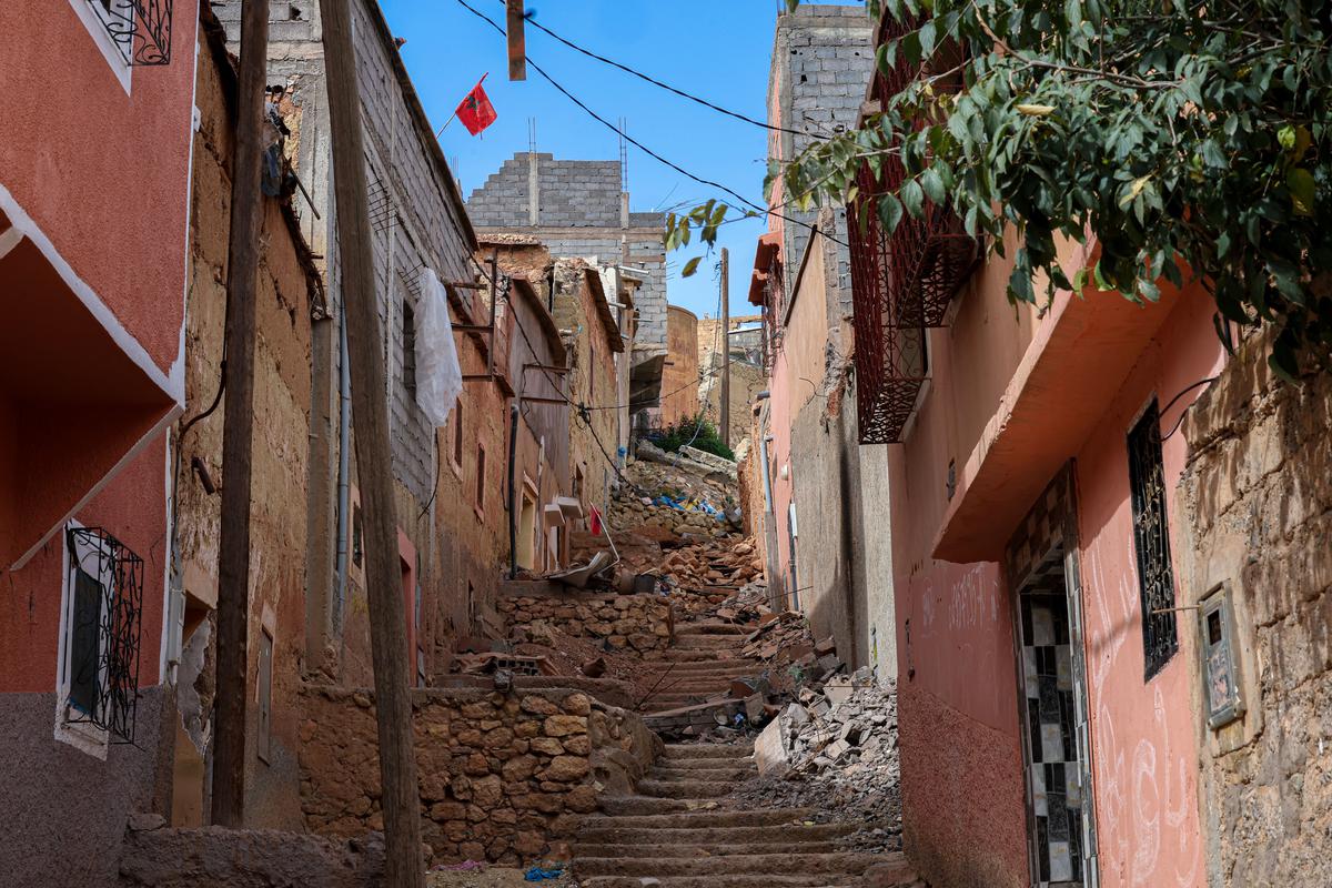 Zone sinistrée au Maroc.